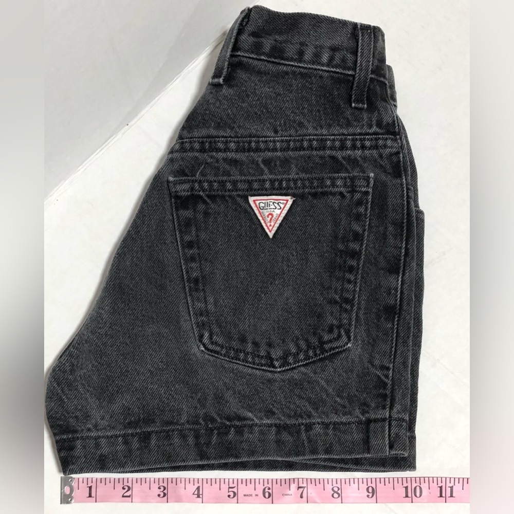 Guess Vintage 80,s Black High-Rise Denim Shorts - Picture 3 of 9